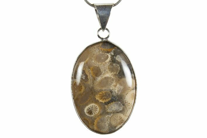 Polished Indonesian Fossil Coral Pendant (Necklace) #345307